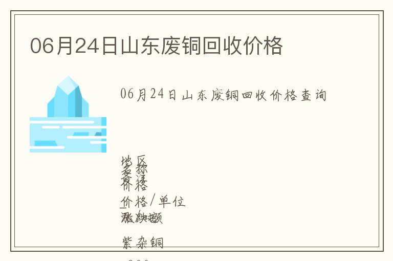 06月24日山東廢銅回收價(jià)格