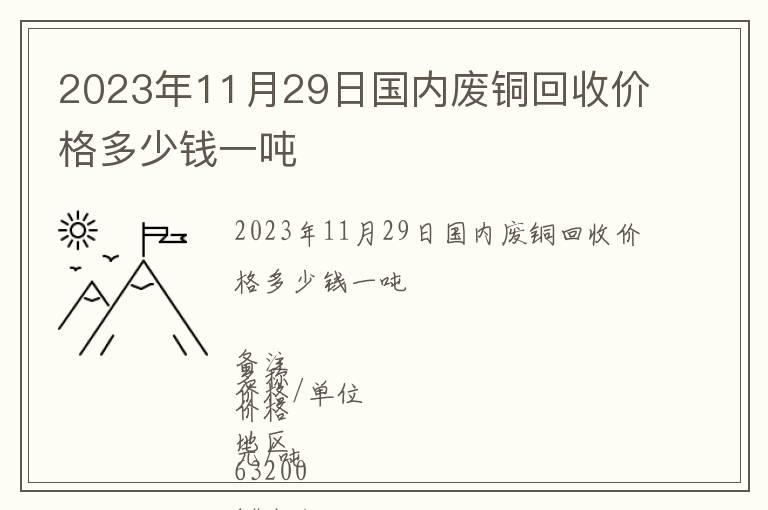 2023年11月29日國內(nèi)廢銅回收價(jià)格多少錢一噸