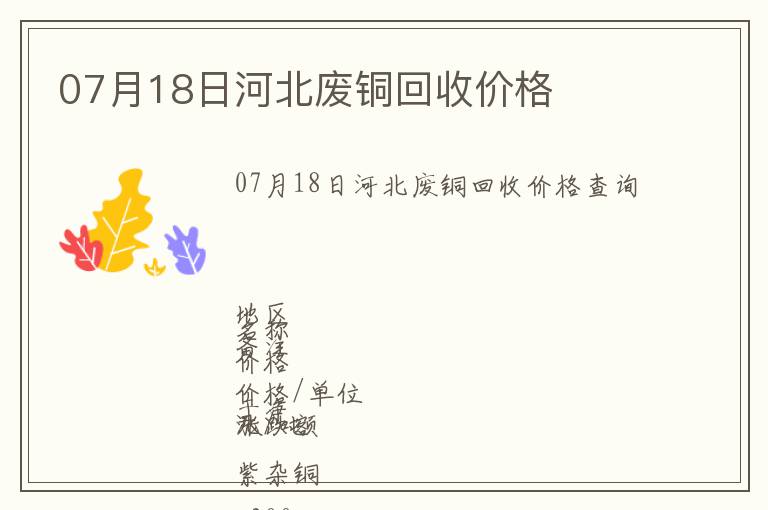07月18日河北廢銅回收價(jià)格