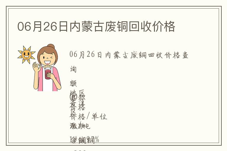 06月26日內(nèi)蒙古廢銅回收價格