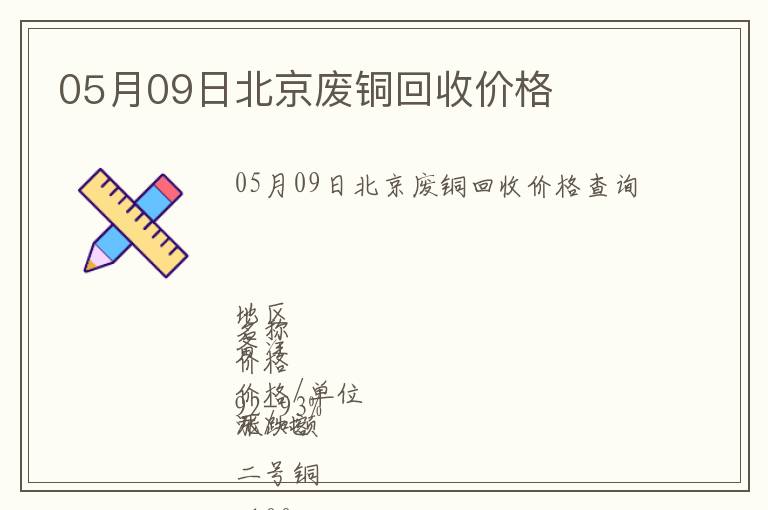 05月09日北京廢銅回收價(jià)格