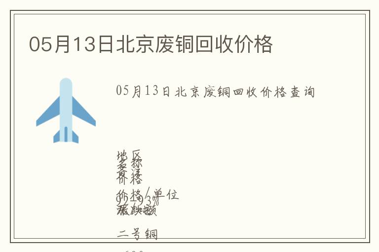 05月13日北京廢銅回收價格