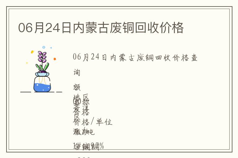 06月24日內蒙古廢銅回收價格