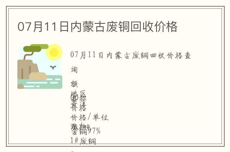 07月11日內(nèi)蒙古廢銅回收價格