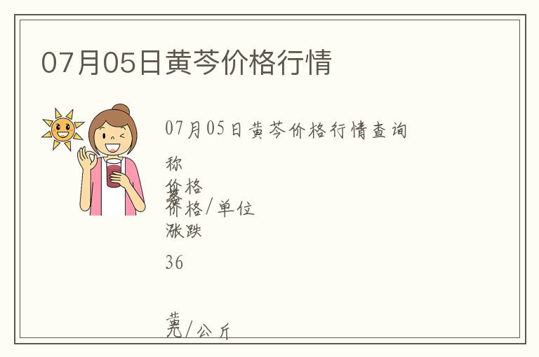 07月05日黃芩價格行情