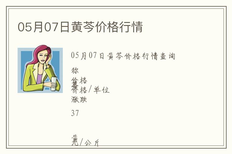 05月07日黃芩價格行情