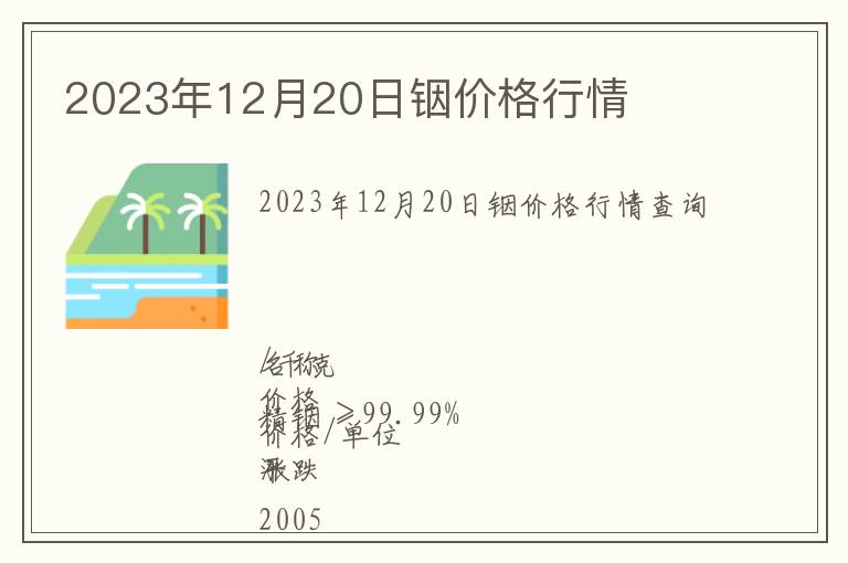 2023年12月20日銦價(jià)格行情