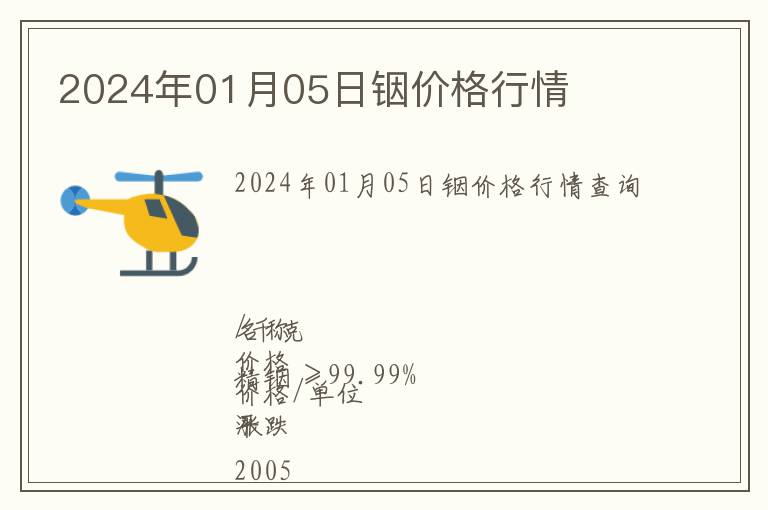 2024年01月05日銦價(jià)格行情