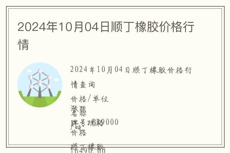 2024年10月04日順丁橡膠價格行情
