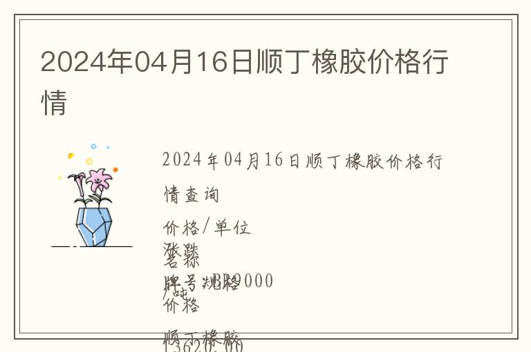 2024年04月16日順丁橡膠價格行情