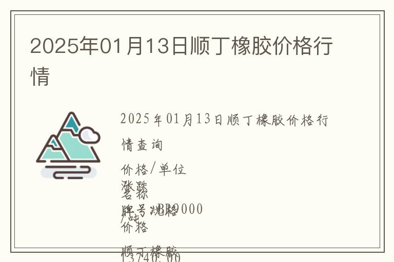 2025年01月13日順丁橡膠價格行情