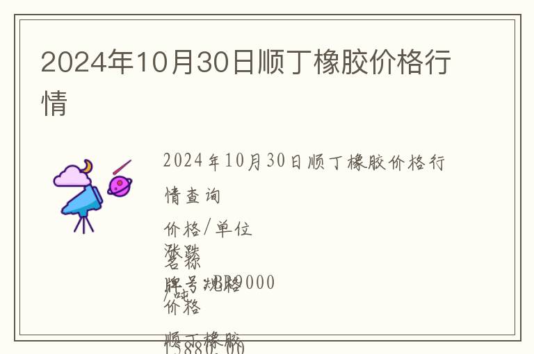 2024年10月30日順丁橡膠價格行情