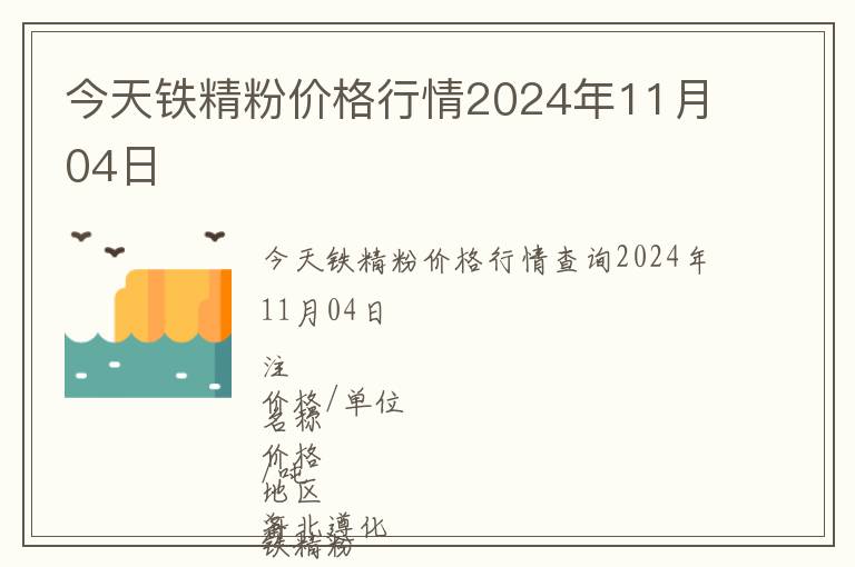 今天鐵精粉價(jià)格行情2024年11月04日
