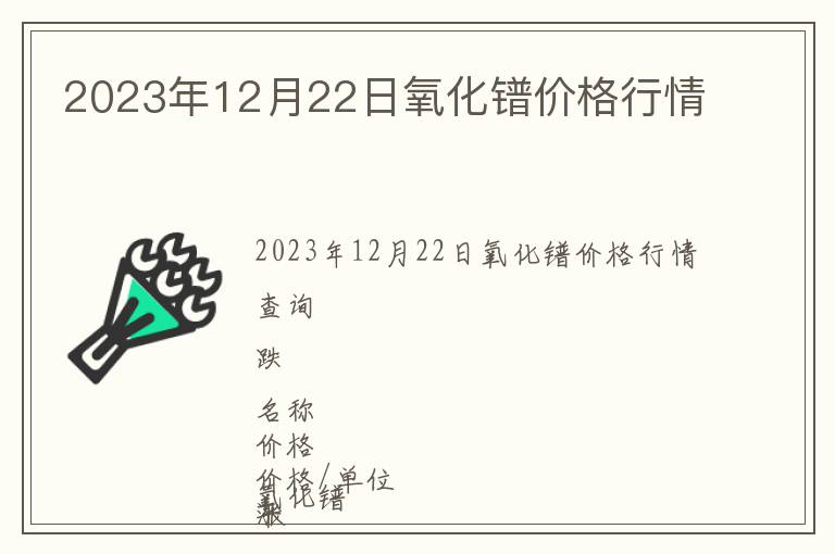 2023年12月22日氧化鐠價(jià)格行情
