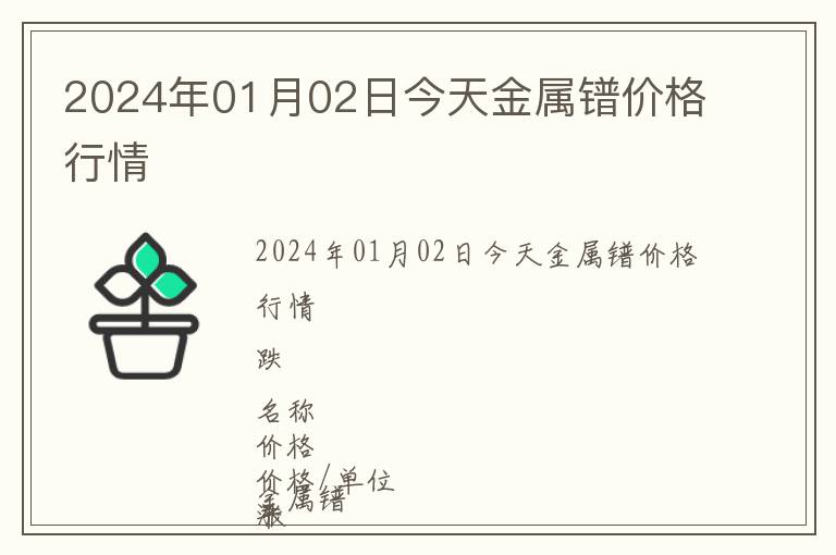 2024年01月02日今天金屬鐠價格行情