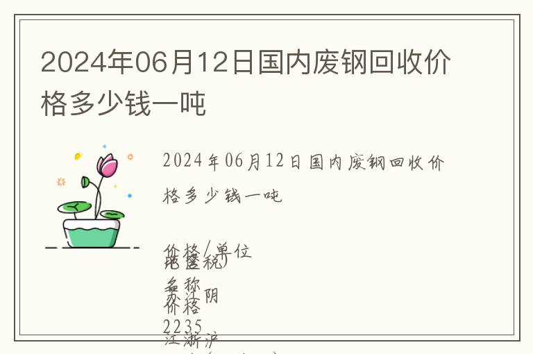 2024年06月12日國內(nèi)廢鋼回收價格多少錢一噸
