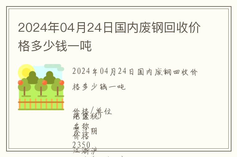 2024年04月24日國內(nèi)廢鋼回收價格多少錢一噸