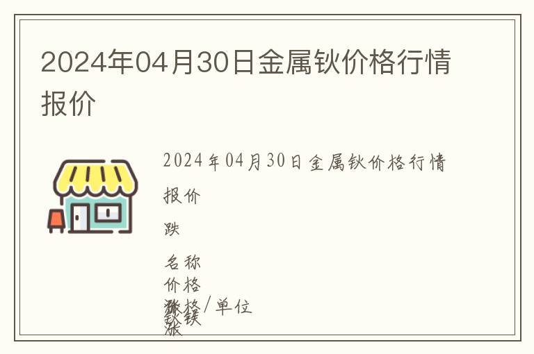 2024年04月30日金屬鈥價格行情報價