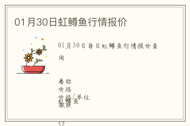 01月30日虹鱒魚(yú)行情報(bào)價(jià)