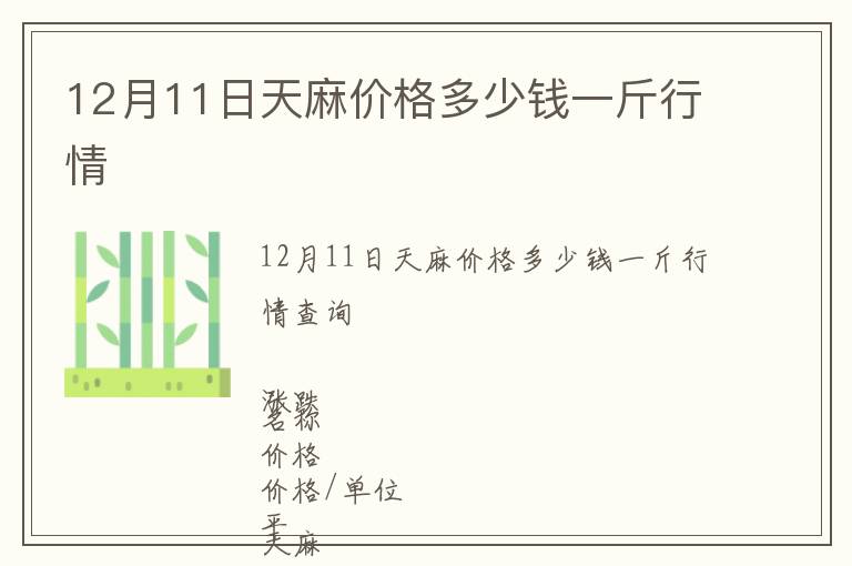 12月11日天麻價(jià)格多少錢一斤行情