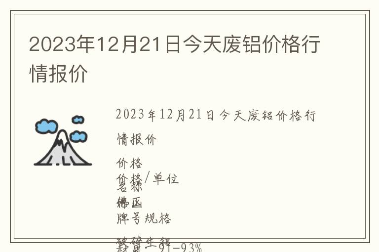 2023年12月21日今天廢鋁價格行情報價