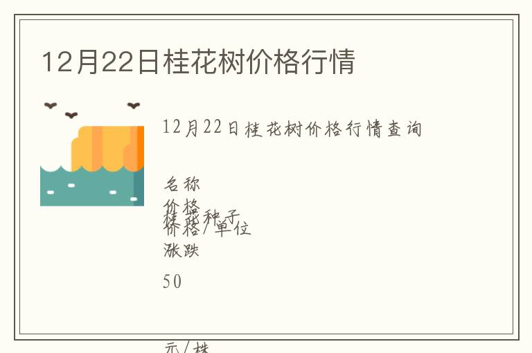 12月22日桂花樹價格行情