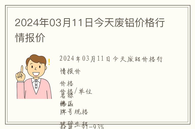 2024年03月11日今天廢鋁價(jià)格行情報(bào)價(jià)