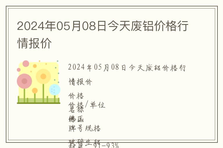2024年05月08日今天廢鋁價(jià)格行情報(bào)價(jià)