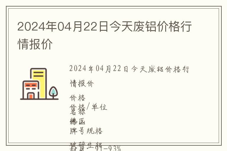 2024年04月22日今天廢鋁價格行情報價