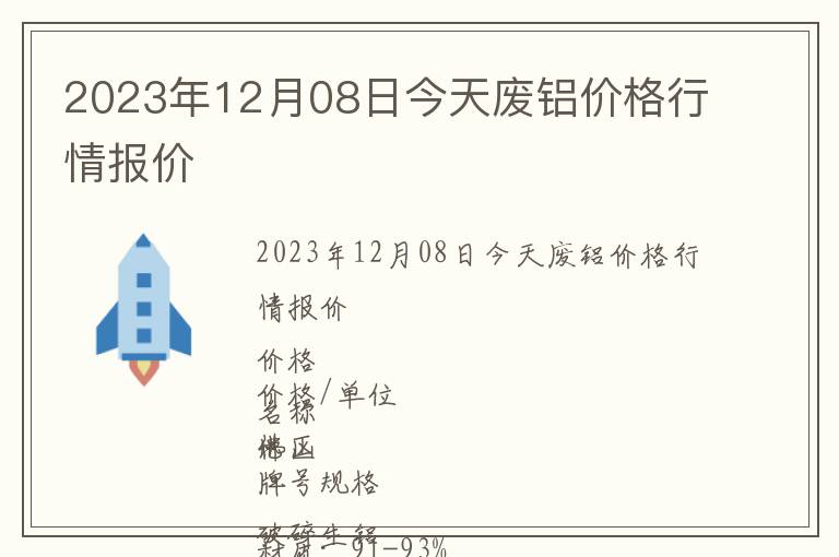 2023年12月08日今天廢鋁價(jià)格行情報(bào)價(jià)