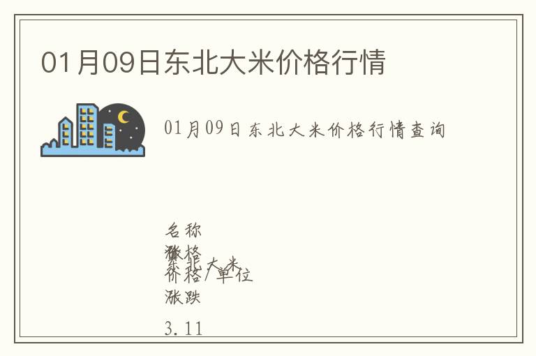 01月09日東北大米價(jià)格行情