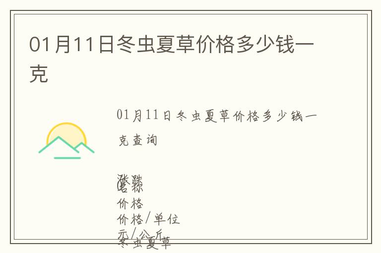 01月11日冬蟲夏草價格多少錢一克