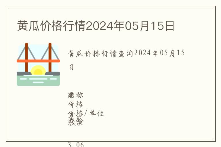 黃瓜價(jià)格行情2024年05月15日