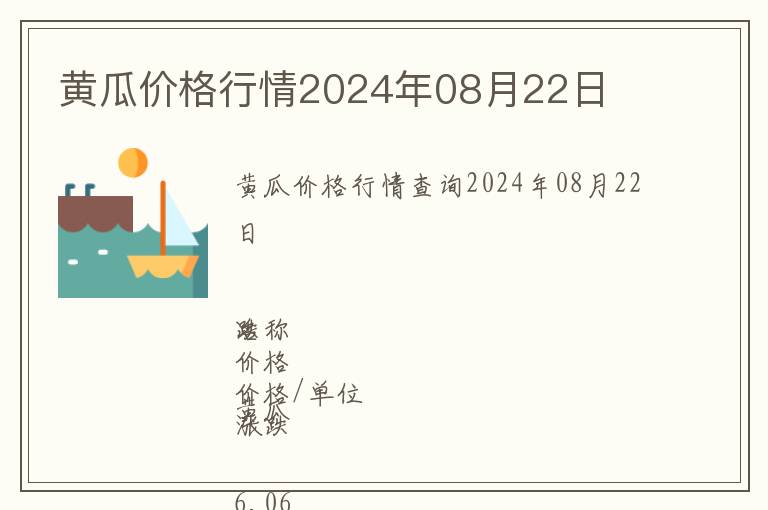 黃瓜價格行情2024年08月22日
