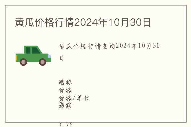 黃瓜價格行情2024年10月30日