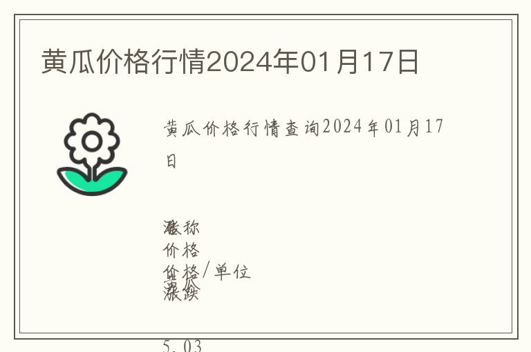 黃瓜價格行情2024年01月17日