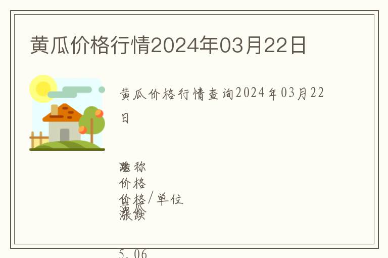 黃瓜價格行情2024年03月22日