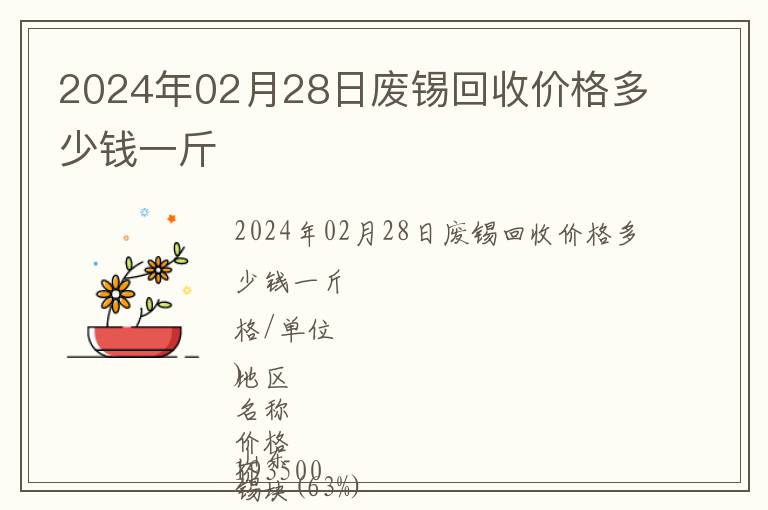 2024年02月28日廢錫回收價格多少錢一斤