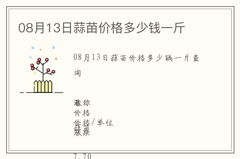 08月13日蒜苗價格多少錢一斤