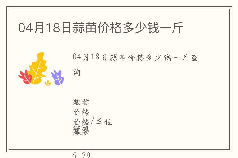 04月18日蒜苗價格多少錢一斤