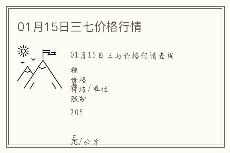 01月15日三七價(jià)格行情