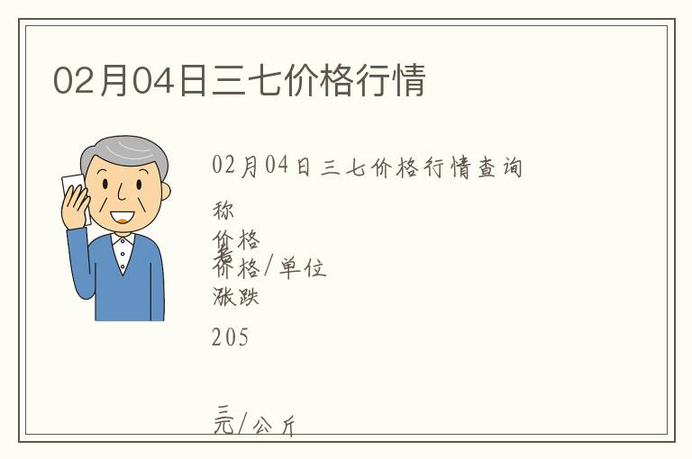 02月04日三七價格行情