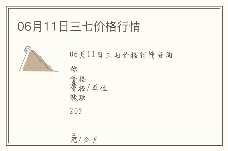 06月11日三七價(jià)格行情