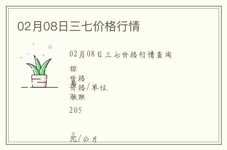 02月08日三七價格行情
