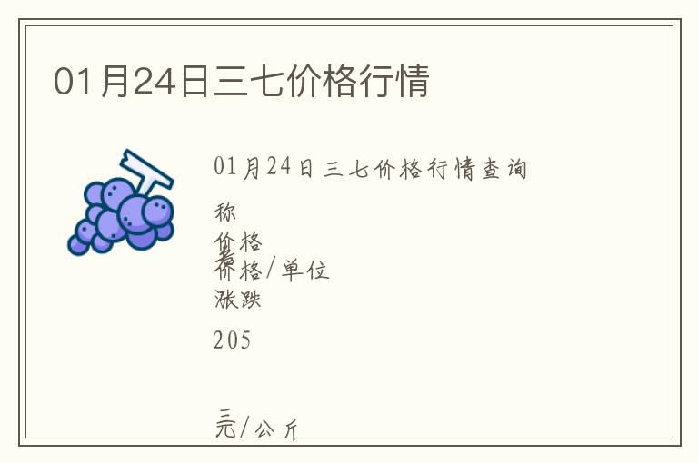 01月24日三七價(jià)格行情