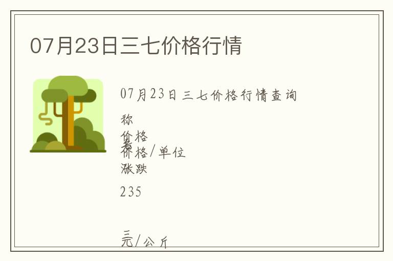 07月23日三七價格行情