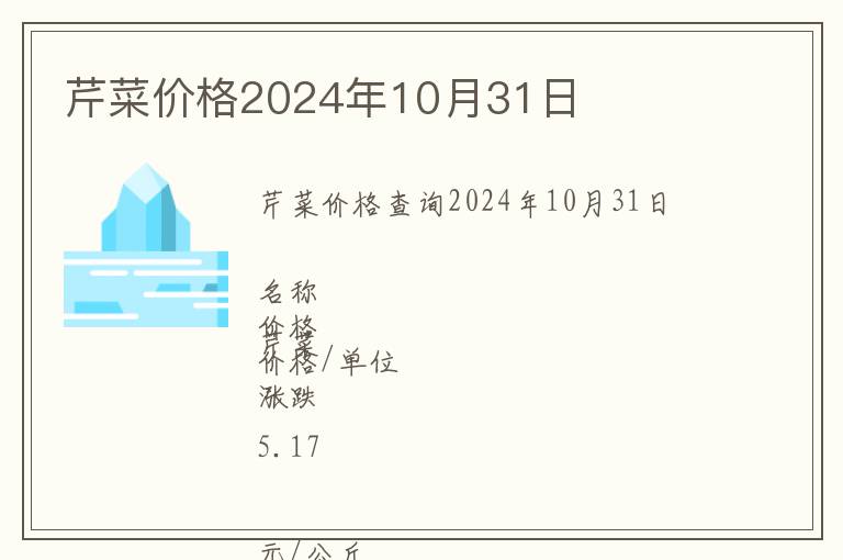 芹菜價格2024年10月31日
