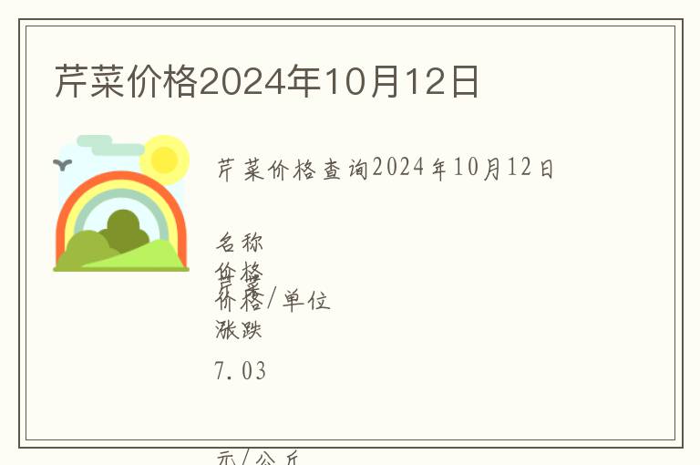 芹菜價格2024年10月12日