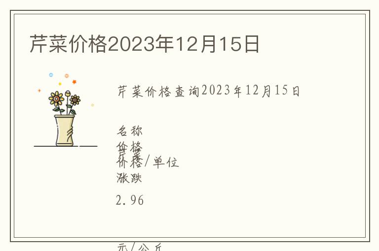 芹菜價(jià)格2023年12月15日