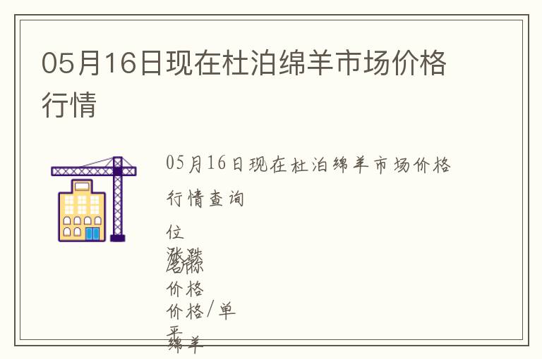05月16日現在杜泊綿羊市場價格行情